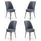 Lot de 4 chaises Olgino Velours Gris foncé et Métal Marron