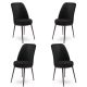 Lot de 4 chaises Olgino Velours Noir et Métal Marron