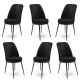 Lot de 6 chaises Olgino Velours Noir et Métal Marron