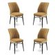 Lot de 4 chaises Miur Velours Cappuccino et Métal Noir