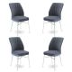 Lot de 4 chaises Miur Velours Gris foncé et Métal Blanc