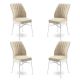 Lot de 4 chaises Miur Velours Crème et Métal Blanc