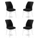 Lot de 4 chaises Miur Velours Noir et Métal Blanc