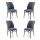 Lot de 4 chaises Miur Velours Gris foncé et Métal Marron