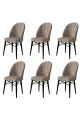 Lot de 6 chaises Veriso Velours Cappuccino et Métal Noir