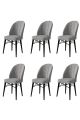 Lot de 6 chaises Veriso Velours Gris et Métal Noir