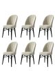 Lot de 6 chaises Veriso Velours Crème et Métal Noir