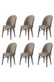 Lot de 6 chaises Veriso Velours Cappuccino et Métal Marron