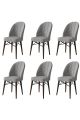 Lot de 6 chaises Veriso Velours Gris et Métal Marron