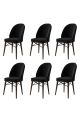 Lot de 6 chaises Veriso Velours Noir et Métal Marron