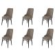 Lot de 6 chaises Komio Velours Cappuccino et Métal Noir