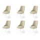 Lot de 6 chaises Komia Velours Crème et Métal Blanc