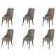 Lot de 6 chaises Komio Velours Cappuccino et Métal Marron