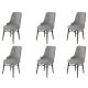 Lot de 6 chaises Komio Velours Gris et Métal Marron