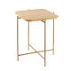 Table basse carré style industriel Antula 46x46cm Bois massif clair et Métal Or