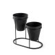 Porte pot à 2 pots Avilan L19xH16cm Métal Noir