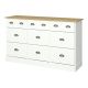 Buffet Locrina 9 tiroirs L134cm Pin massif Naturel et Blanc