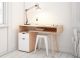 Bureau style scandinave 1 porte et 1 tiroir Sorand L120cm Bois clair et Blanc