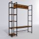 Meuble d'entrée style industriel Antulo L145cm Bois foncé et Métal Noir