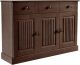 Buffet 3 tiroirs et 3 portes style campagnard Riman Pin massif Wenge