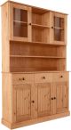 Buffet haut 2 portes vitrées et 3 tiroirs Riman L118cm Pin massif Naturel