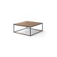 Table basse minimaliste Lyona L75cm L75cm Bois Naturel et Métal Noir