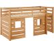 Lit cabane surélevé pour enfant Aliph avec sommier 100x200cm Pin ciré Naturel