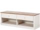 Meuble TV 2 tiroirs Annela L140cm Pin Blanc et Naturel