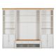 Ensemble meuble TV mural 4 portes et 2 tiroirs Annela L288cm Pin Blanc et Naturel