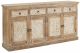 Buffet style cottage avec moulures florales Malwati L180cm Bois clair patiné