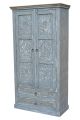 Armoire style cottage avec moulures florales Malwati L100cm Bois Gris patiné