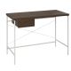 Bureau style minimaliste 1 tiroir Sbaster L105cm Bois foncé et Métal Blanc