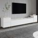 Ensemble de meuble TV et 2 tables d'appoint moderne Shonna L260cm Blanc, Effet marbre et Or