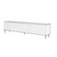 Meuble TV design Shonna L180cm Blanc, Effet marbre Blanc avec bordure Or