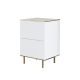 Table d'appoint moderne 1 porte Shonna L40xH60cm Blanc, Effet marbre et Or