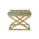 Tabouret assise capitonné Ulad Métal Or et Velours Vert clair