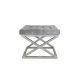 Tabouret assise capitonné Ulad Métal Argent et Velours Gris