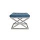 Tabouret assise capitonné Ulad Métal Argent et Velours Bleu