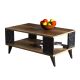 Table basse Bity 54x90cm Bois foncé et Effet marbre Noir