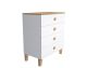 Commode 4 tiroirs Venito L80cm Blanc et Bois clair