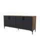 Buffet moderne 4 portes Elliot L180cm Bois foncé et Anthracite