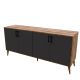 Buffet design minimaliste 4 portes Horra L180cm Bois foncé et Anthracite