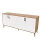 Buffet design minimaliste 4 portes Horra L180cm Chêne clair et Blanc