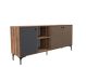 Buffet design 3 portes et 2 niches Warda L180cm Bois foncé et anthracite