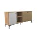 Buffet design 3 portes et 2 niches Warda L180cm Chêne clair et Blanc