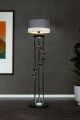 Lampadaire design Estrela H160cm Abat jour cylindrique Gris et Pieds Métal Noir chromé