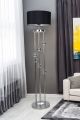 Lampadaire design Estrela H160cm Abat jour cylindrique Noir et Pieds Métal Chrome