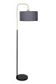 Lampadaire design Palita H160cm Métal Noir, Or avec abat jour liseré Anthracite