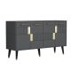 Buffet style scandinave Jasim L150cm Motif Géométrique Anthracite et Or