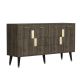 Buffet style scandinave Jasim L150cm Motif Géométrique Bois foncé et Or